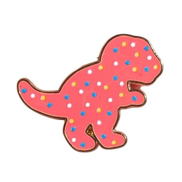 Dinosaur T Rex Pink Froster Animal Cookie Enamel Pin - Picture 2 of 7